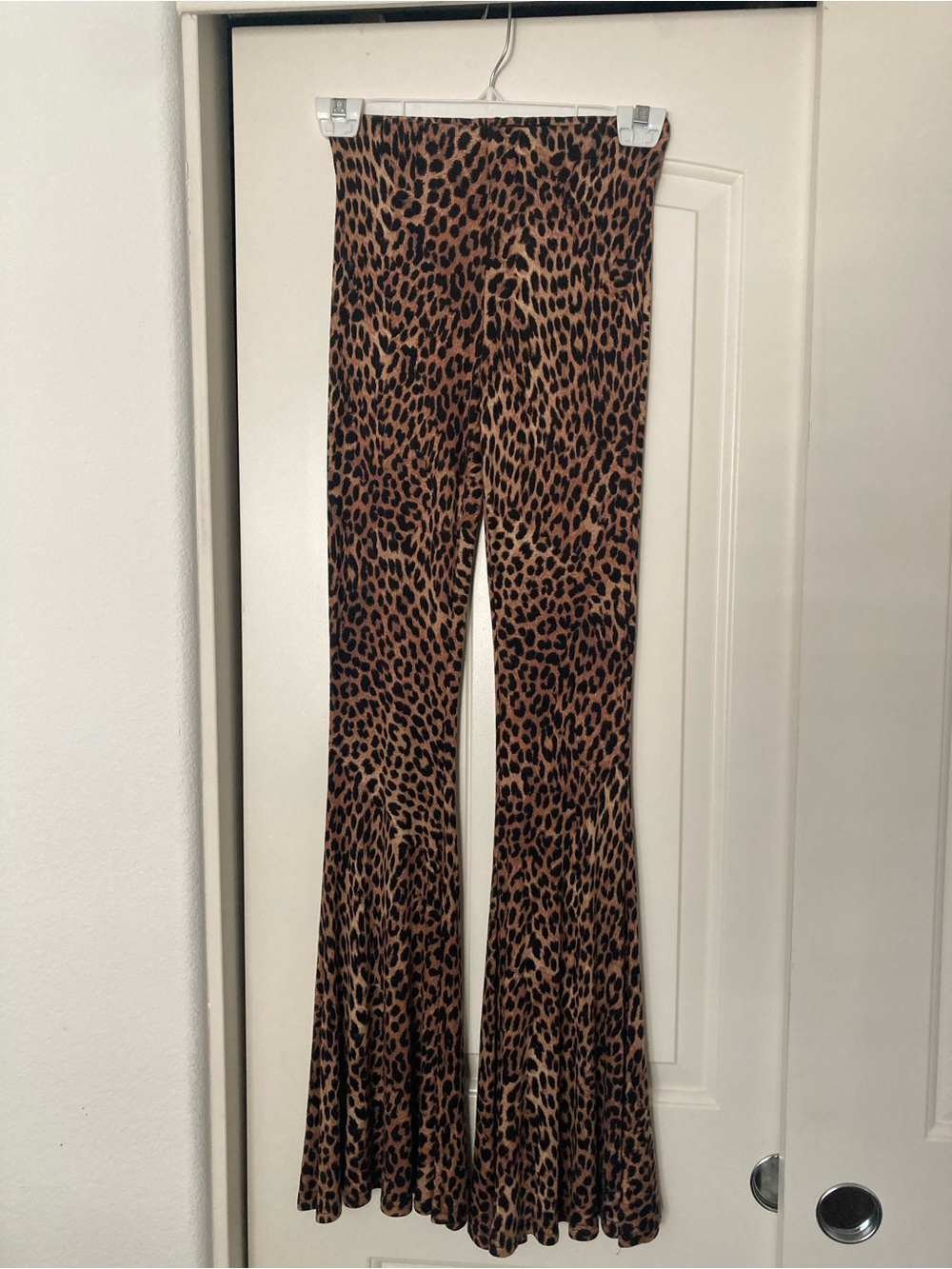 Olivaceous Leopard Print High Rise Bell Bottom Flare Pants Size S